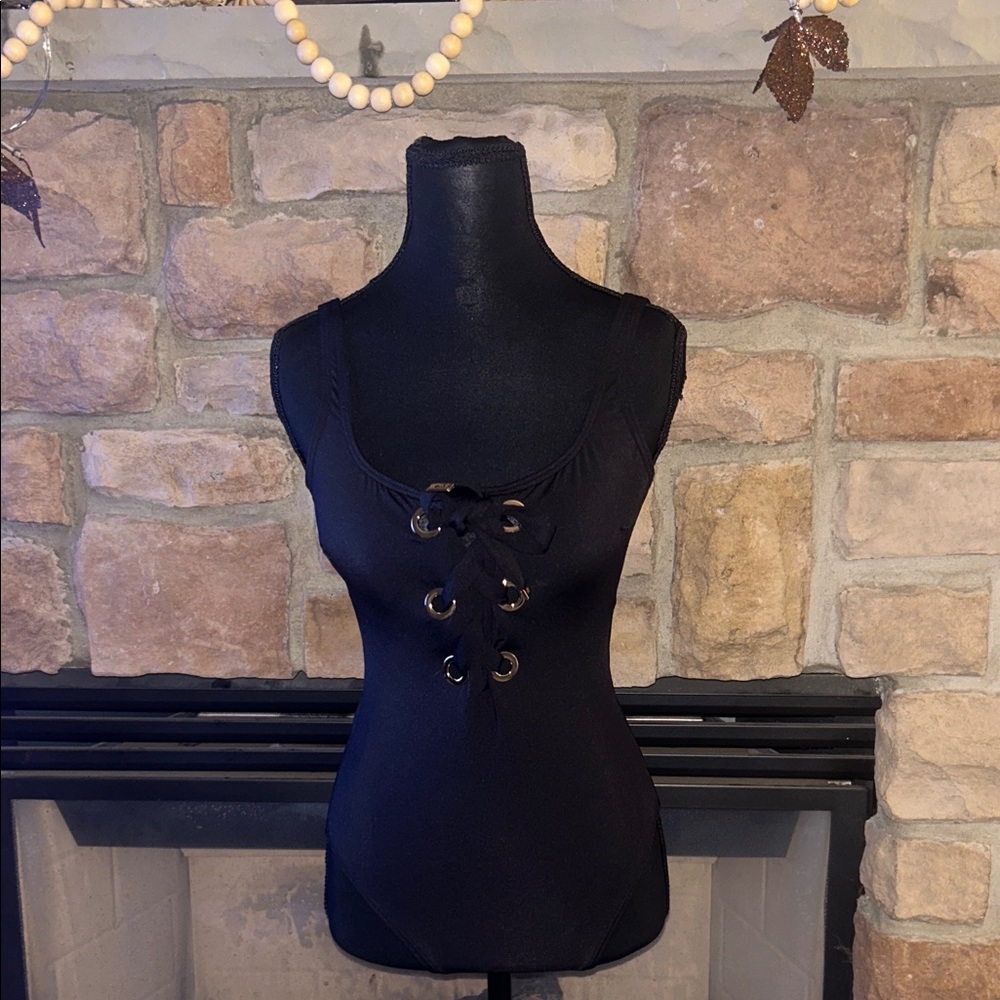 Black Lace-Up bathing suit